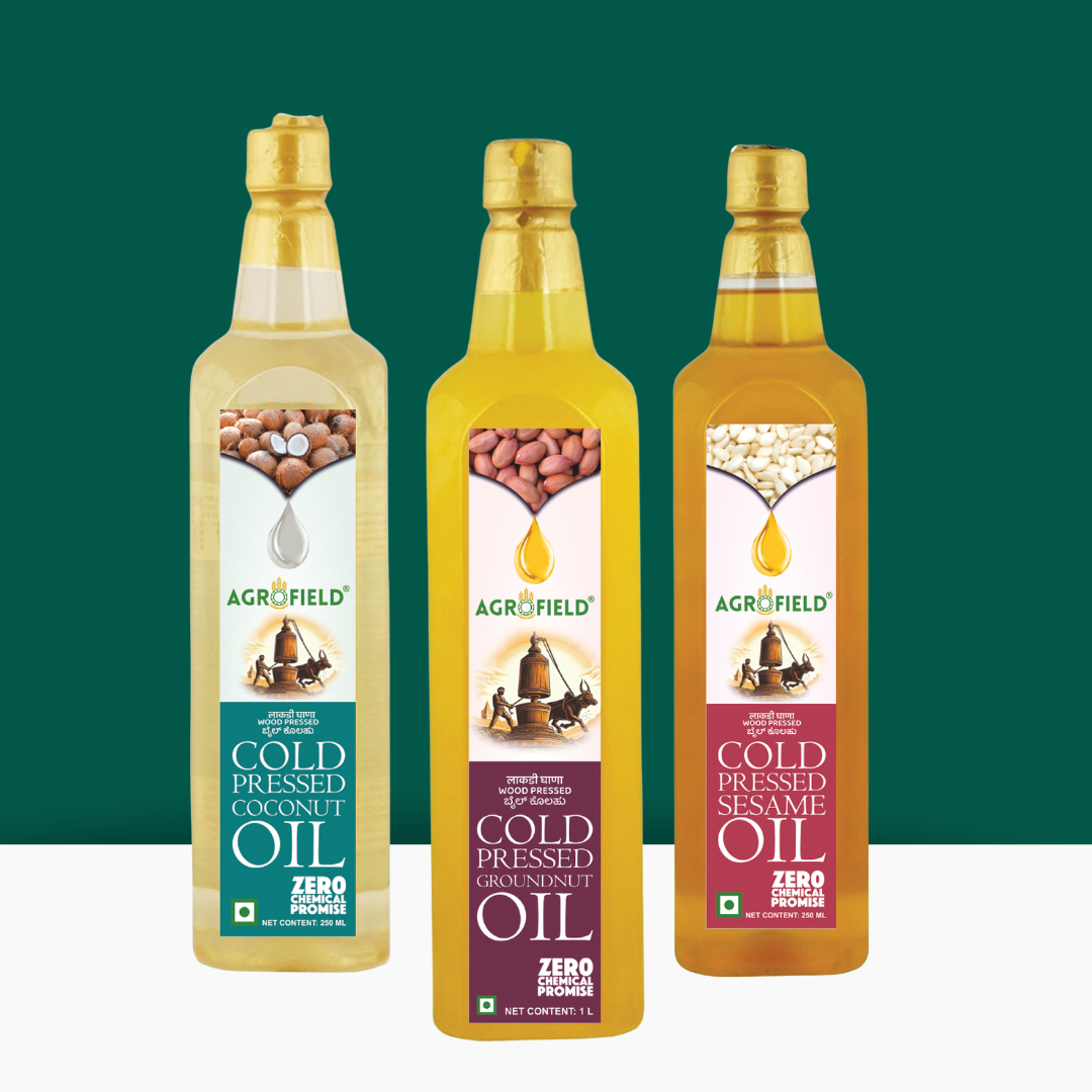 Combo Of Three Oils - Groundnut, Coconut, Sesame - 1L each
