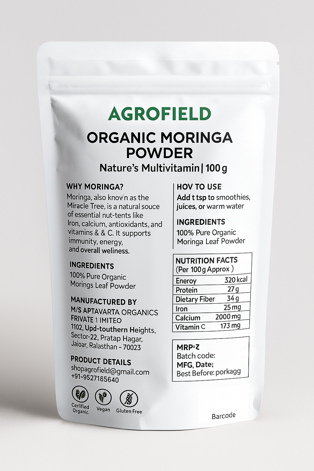 Organic Moringa Powder 100 gm